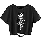 Avanova Women Los Angeles Graphic Distressed Oversized Crop Top Short Sleeve Ripped Boxy Loose Tee Shirt