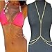 JQUEEN Fashion Harness Women Bikini Gold Link Beach Crossover Belly Body Chain Necklace