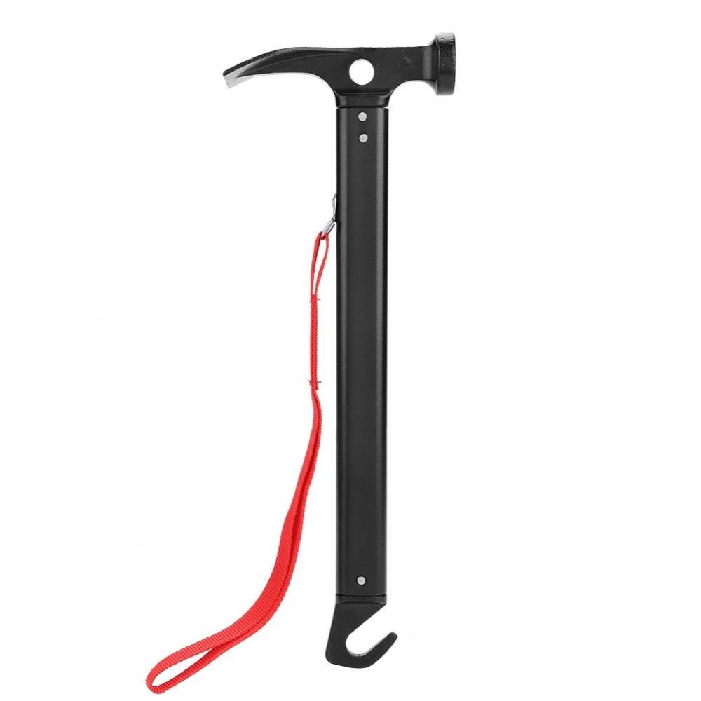 Camping Hammer Aluminum Alloy Hammer Mallet Peg Remover with Strap for Camping Tent Pegs