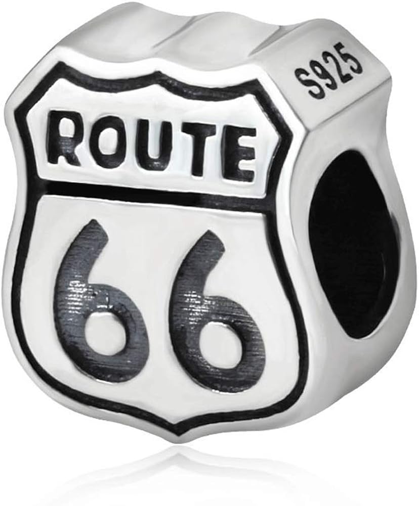 925 Sterling Silver Reflections Route 66 Beads Route 66 Charms Beads Fit DIY Original Troll Bracelet Jewelry