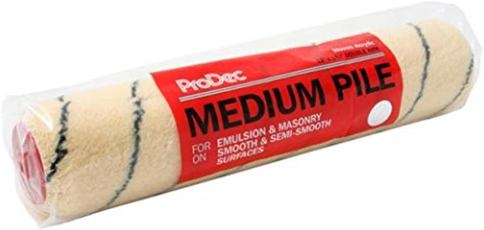 ProDec 12 inch x 1.75" Medium Pile Woven Trade Professional Double Arm Paint Roller for Fast Coverage Painting with Emulsion and Masonry Paints on Interior and Exterior Walls and Ceilings