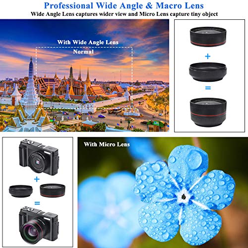 Digital Camera Vlogging Camera for YouTube, Aasonida Video Camera Ultra HD 1080P 30FPS 24MP Camcorder Vlog Camera with Wide Angle Lens, WiFi Function,3.0" IPS Flip Screen,16X Digital Zoom,2 Batteries