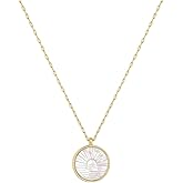 gorjana - Sunset Etched Necklace 19"-21" - 18k Gold-Plated - Mother of Pearl Pendant, Adjustable Chain - Layering Necklaces - Ideal Gifting Packaging