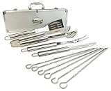 Backyard Brands Professional Grade 10 Piece Stainless Steel BBQ Tool Set With Storage Case