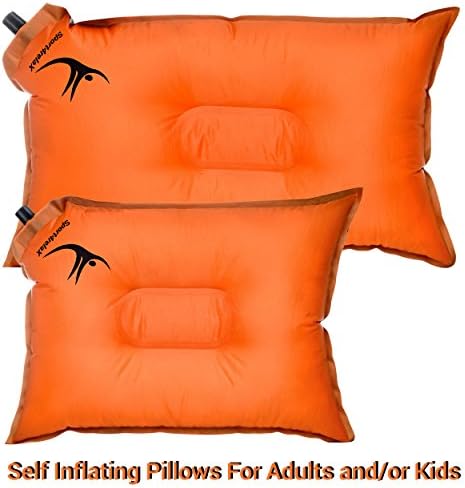 SELF INFLATABLE CAMPING PILLOW for Travellers - Backpacking trips, Outdoor or Hiking - Best Air Pillows 20”x12” &amp;/or Kids 16” x 12” - Ultralight, Compact &amp; Portable