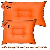 SELF INFLATABLE CAMPING PILLOW for Travellers, Backpacking trips or Hiking - Best Air Pillows 20”x12” &/or Kids 16” x 12” - Ultralight, Compact & Portable