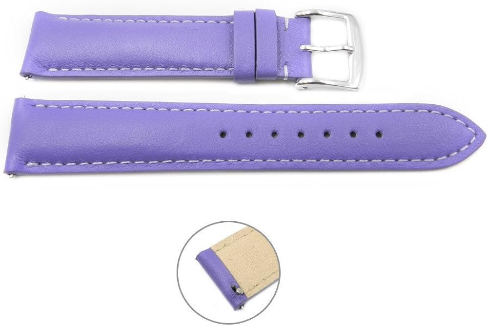 Quick Release 22mm Purple Leather Smooth Watch Band