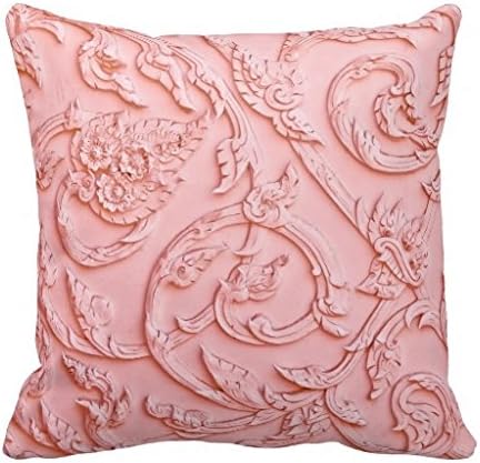 Pink Filigree Wood Carving Throw Couch R70d02ed73df04d80acc2fb1533c1c0ba I52ni 8byvr Pillow Case 18" * 18"