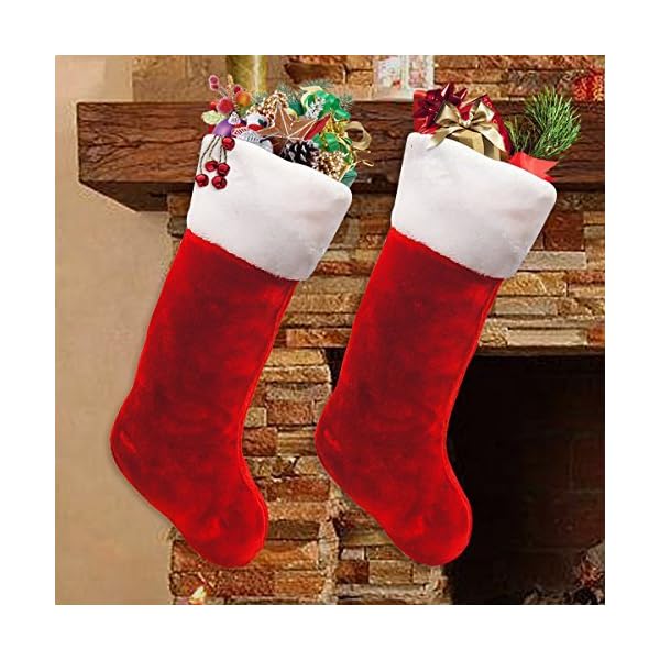Ivenf Christmas Stockings, 2 Pcs 19 inches Classic Red and White Mercerized Velvet with Extra Thick Plush Stockings, for… - Image 7