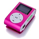UNIWENT Mini USB Clip MP3 Player LCD Screen Support 32GB Micro SD TF Card Hot Pink