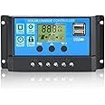 Anern 30A PWM Solar Charge Controller, 12V 24V Solar Panel Battery Intelligent Regulator with Adjustable LCD Display, Dual USB Port, Auto Parameter Timer Setting, Multiple Load Control Modes