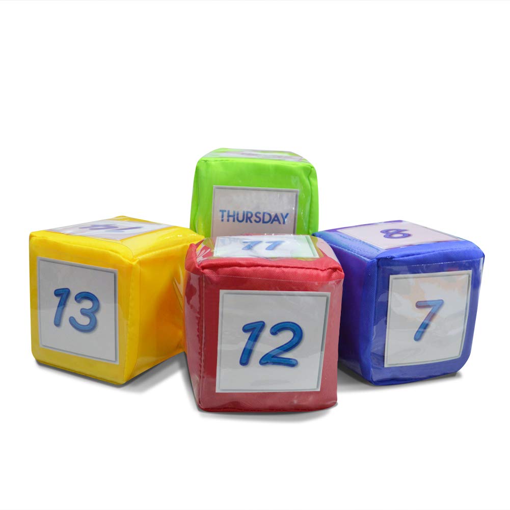 Eamay Playing Game Dice Soft Foam Cubes, Set of 4 Learn Pocket Cubes, Ages 5 Months and Up.