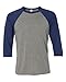 Canvas C3200 Unisex 3 By 4-Sleeve Baseball Tee - Grey & Navy Triblend, Medium