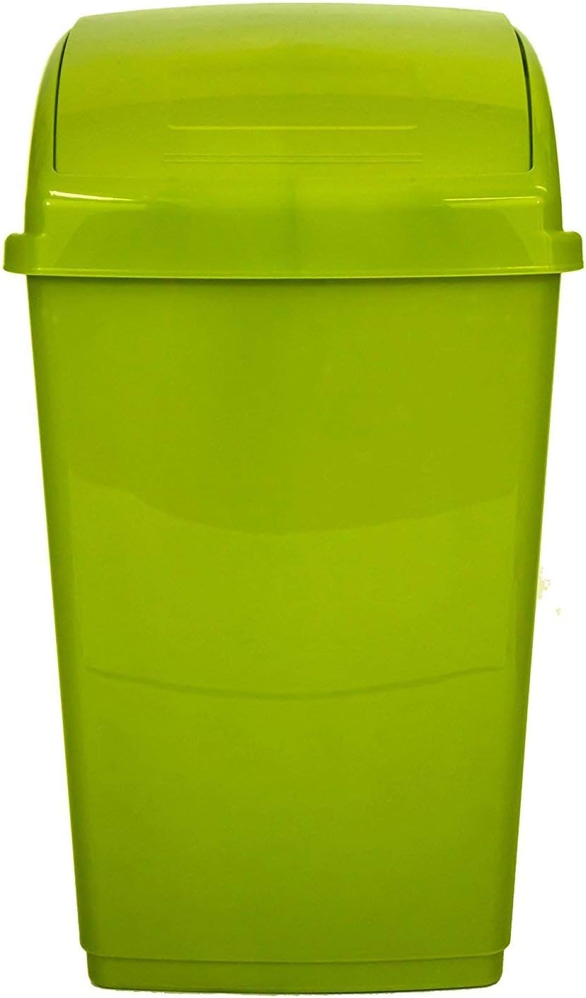 Whitefurze 10Lt Lime Green Plastic Flip Top Rectangle Waste Paper