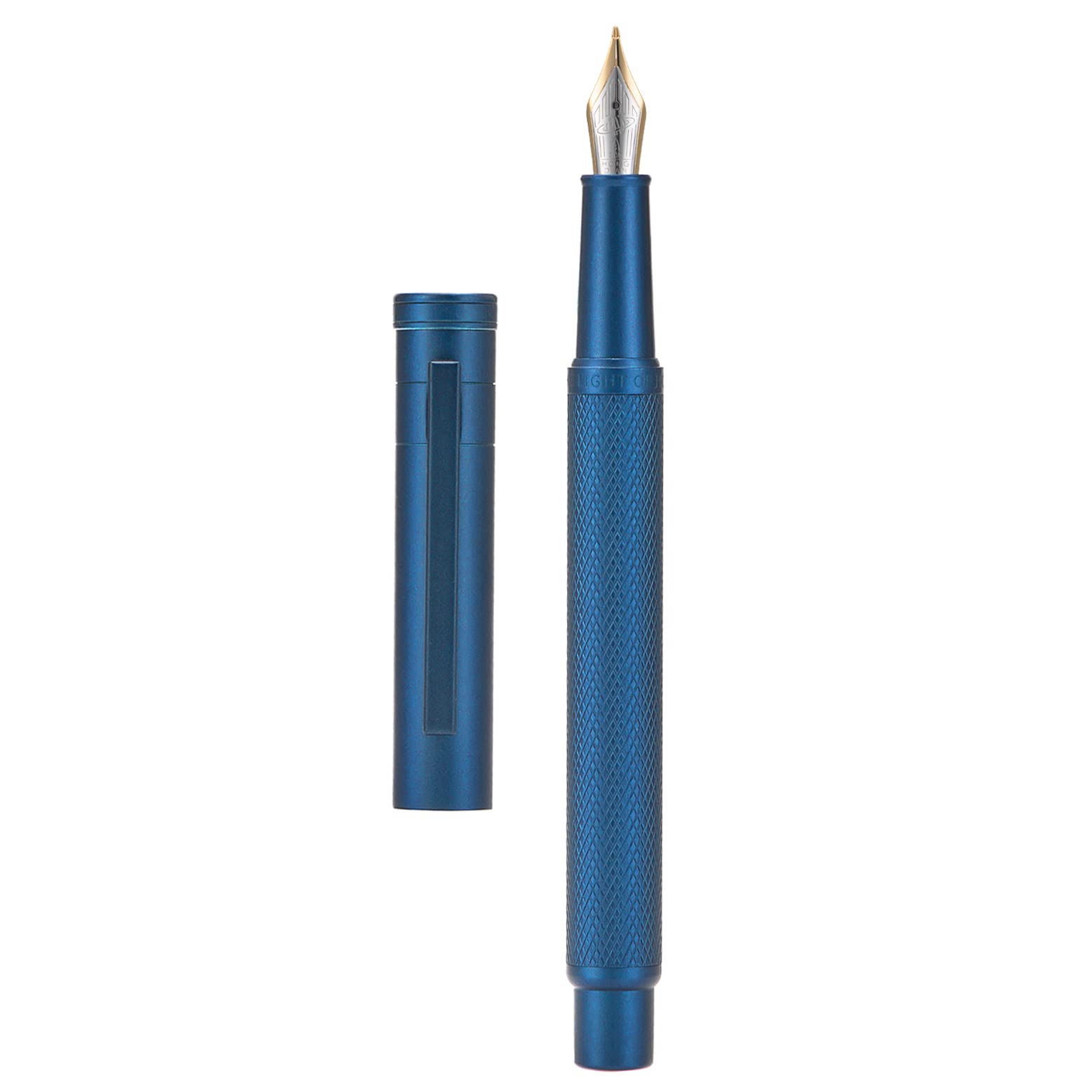 Hongdian Dark Blue Forest Fountain Pen, Iridium Long Blade Nib, Classic Design with Converter and Metal Pen Case Set