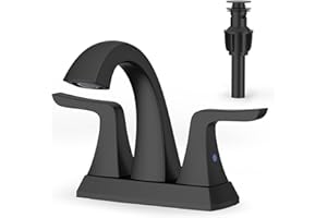 Matte Black Bathroom Sink Faucet - Rainsworth 4 inch Widerspread Bathroom Faucets for 3 Hole with 2-Handles Pop-up Drain, Touch on Morden Faucet for Vanity RV Bath