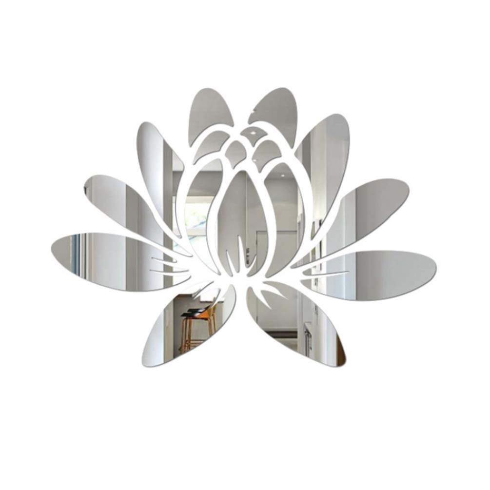 Sewroro Mirror Wall Stickers Removable Acrylic Silver Decals for Home Decor Bathroom Tv Background Stylish Wall Art