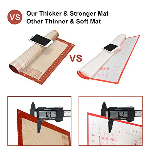 Silicone Pastry Mat With Measurements,Non-stick Silicone Baking Mat for Rolling Dough Non Slip Extra Large Fondant Mat,BPA-Free Counter Mat,Oven Liner for Pie Crust,Pizza and Cookies 16\'\'(W)26\'\'(L)