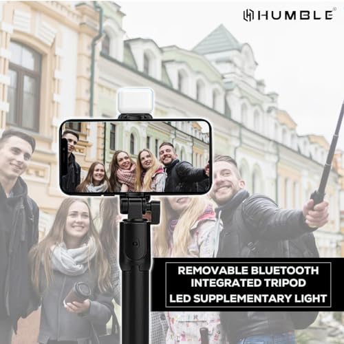 HUMBLE Bluetooth Selfie Sticks with Remote and Selfie Light, 3-in-1 Multifunctional Selfie Stick Tripod Stand for Travelling, YouTube Vlogging Video, Compatible with All Smartphones (70 cm) 4
