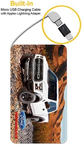 Amped Slim 5000 Portable Charger, Ultra Slim 5000 mAh External Battery with built in micro USB cable, Pocket Friendly Power Bank, Perfectly designed for Smartphones - Ford F-150 Raptor