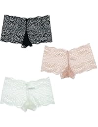 Intimates Women's Lacey Cheeky Boyshorts Panties (3Pr), Black White Pink