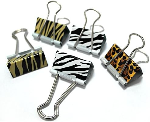 Zebra Leopard Printed Binder Clips Small, Medium, Large (Medium (1.25"))