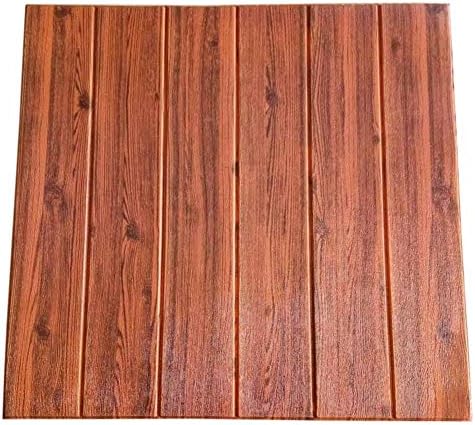 POPPAP 3D Foam Wood Texture Wallpaper Peel and Stick Panels for Base Wall Treatment Room Decor 27.55"inch Square 5 Tiles