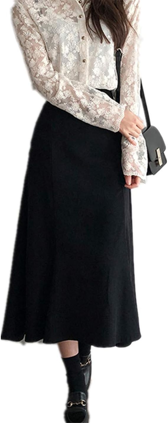 Amazon Snolyni レディーススカート スタイリッシュ 裏起毛 秋冬 半身スカート無地 マキシスカート セレブロングスカート 暖かい 部屋着 ルームウェア スカート 通販