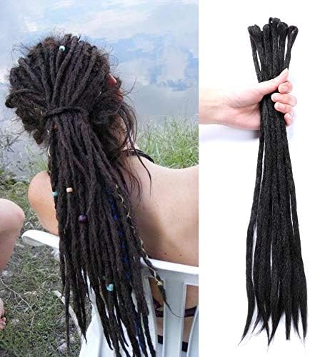 DAIRESS 10 Stands 20 Inches Handmade Dreadlocks Extensions Crochet Braids Reggae Hair Hip-Hop Style Faux Locs Crochet Hair For Rock&Roll Hippie Braiding Hair (#2 Dark Brown)