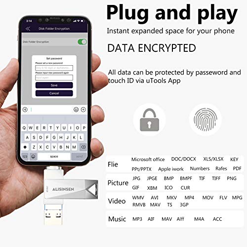 USB Flash Drive for iPhone Photo Stick USB 3.0 256GB Memory Stick for Andriod Phone Micro Thumb Drive 4in1 iOS USB Drive for iPhone X XR XS 6 6S 7 7S 8 8S iPad iOS Mac Windows Computer