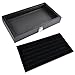 Ikee Design Glass Top Black Ring Display Case With 72 Slot Ring Foam, Ring Storage Tray, Easy Carry and Dust Free, 14 3/4