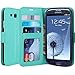 S3 Case, LK [Kickstand Feature] S3 Wallet Case, Luxury PU Leather Wallet Case Flip Cover Built-in Card Slots Stand For Samsung Galaxy S3, MINT