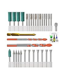 Conjunto de brocas de diamante para vidrio, brocas para baldosas cerámicas, brocas para azulejos de porcelana y sierras perforadoras de diamante, puntas de fresa, brocas para herramientas giratorias Dremel o Proxxon para vidrio, cerámica, roca, botellas,