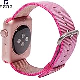 Apple Watch Band 38mm, Sport Edition Bands Woven Nylon Durable Replacement iWatch Band Strap Including Case Soft Slim TPU Protective Flexible Anti-Scratch Bumper Cover. (pink 38mm)