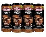 Weiman Leather Wipes - 4 Pack - Clean Condition Ultra Violet Protection Help Prevent Cracking or Fading of Leather Couches, Car Seats and Interior, Shoes and Other Leather Surfaces