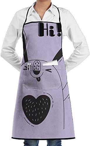 Novelty Happy Rabbit Who Shouts - Hi Kitchen Chef Apron With Big Pockets - Chef Apron For Cooking,Baking,Crafting,Gardening And BBQ