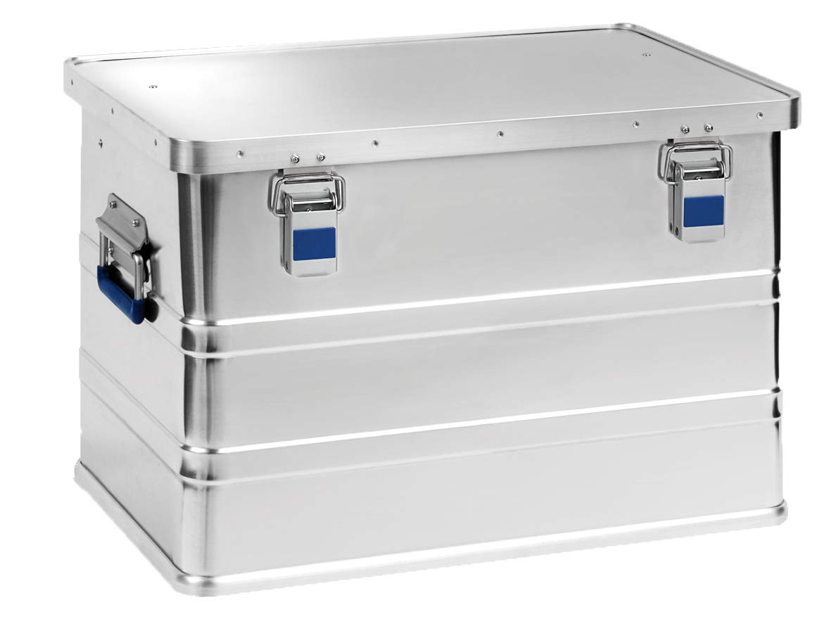 hünersdorff Aluminium Box Eco 68 Litres Waterproof with Rubber Seal, Lightweight, Stable, Folding Handles, Preparation for Locks, Colour: Silver, 451250