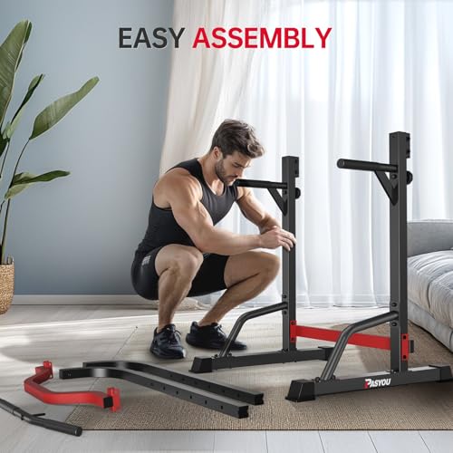 PASYOU Power Tower Pull Up Bar Stand Adjust Workout Dip Station for Home Gym Strength Training Equipment