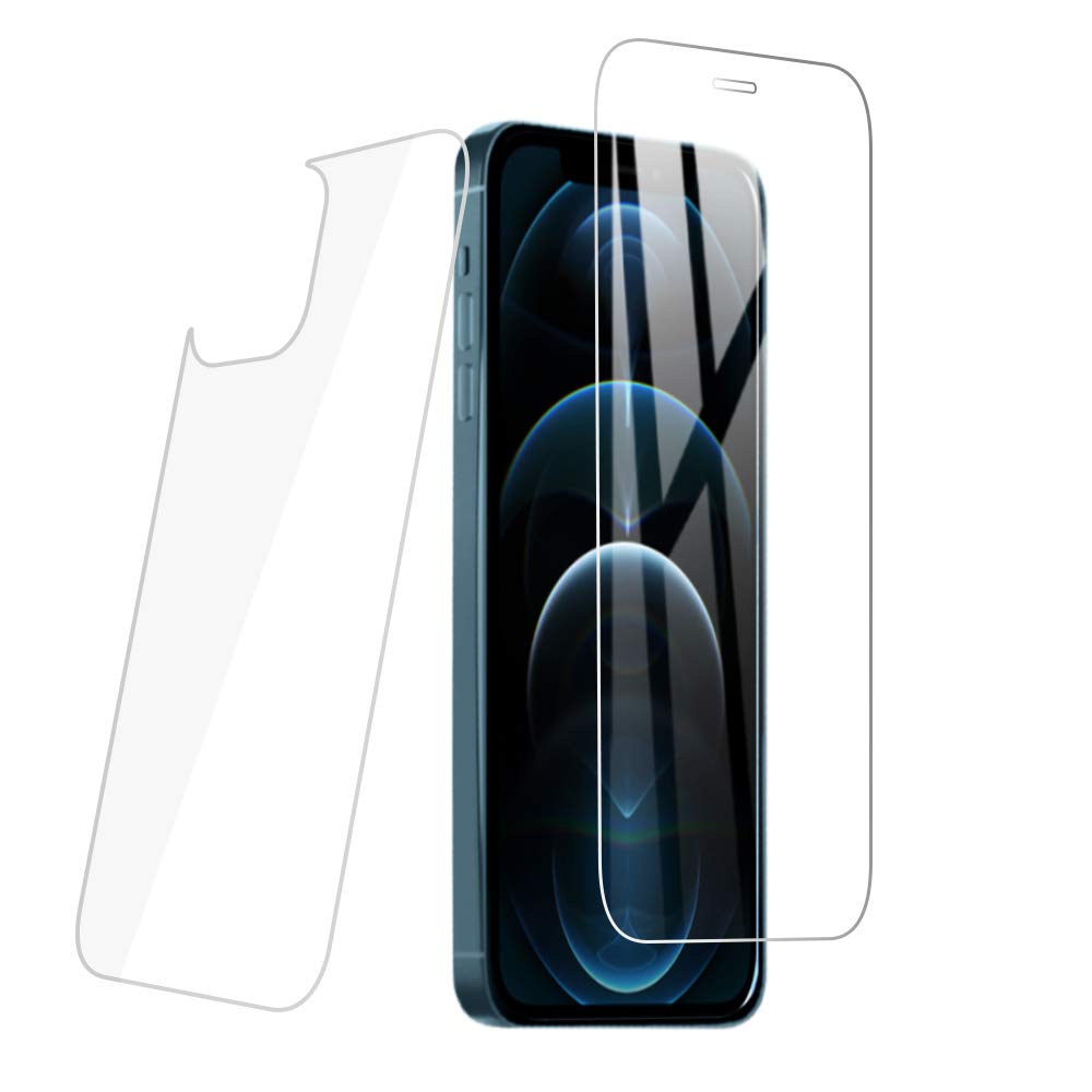 PaceBid 2 Pack Screen Protector Compatible with iPhone 12，[Front + Back] Friendly Thin HD Clear Full Coverage Anti Scratch Soft Film for iPhone 12