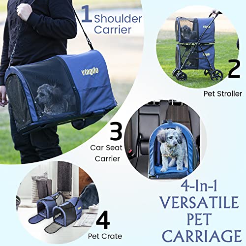 VIAGDO 4in1 Double Pet Stroller for Dogs and Cats, 2 Detachable