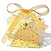 ponatia 50 Pieces/Lot Laser Cut with Ribbon Wedding Party Favor, Wedding Gift Bags Chocolate Candy and Gift Boxes (Bright Gold)