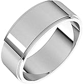 Sonia Jewels Solid 10k White Gold 7mm Flat Edge Wedding Band Ring Classic Plain Traditional - Size 8