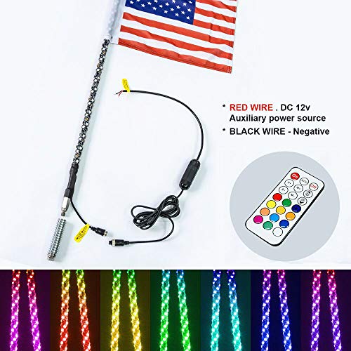 Maiker 3FT LED Whip Lights 360Â° Twisted Antenna Dream Wrapped Dancing Whips for Polaris RZR ATV Antenna Whip UTV Quad Sand Dune Buggy Flag Poles for Trucks w/Remote Control