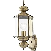 Livex Lighting 2006-01 Outdoor Wall Lantern with Clear Beveled Glass Shades, Antique Brass