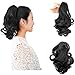 Beauty Angelbella Curly Ponytail Extension 14 Inch, Synthetic Short Curly Wave Claw Clip Ponytail Hairpieces for Women Black