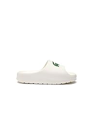 Lacoste Women's Slide Sandal, White/Green, 40.5 EU