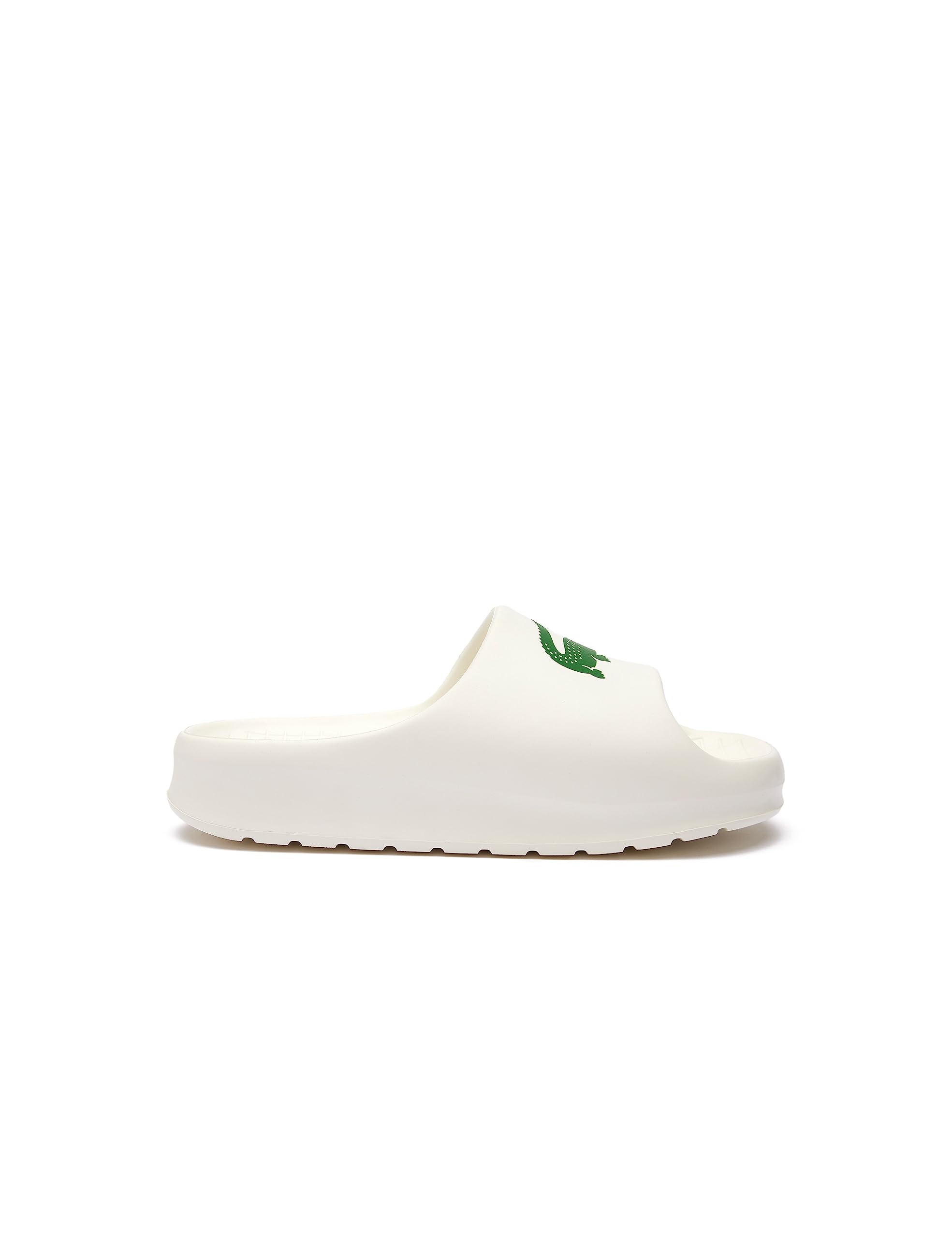 Lacoste Women's Slide Sandal, White/Green, 40.5 EU