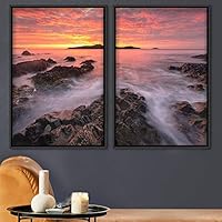 2 Piece Framed Canvas Wall Art Sunset in The Mountains Canvas Prints Home Artwork Decoration for Living Room,Bedroom - 16