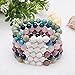 Bivei Aromatherapy Lava Stone Essential Oil Diffuser Bracelet Semi Precious Gemstone Round Beads Crystal Bracelet(1 Set of 6)