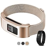 Garmin Vivofit3/ Jr Milanese Bands - C2D JOY Milanese Replacement Milanese Band with Case for Garmin Vivofit 3/Vivofit Jr, Rose Gold (4.8-6.8inch)